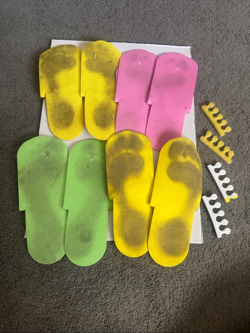 Well worn Neon Pedicure Flip Flop Foot Covers - Yellow, Pink, Green